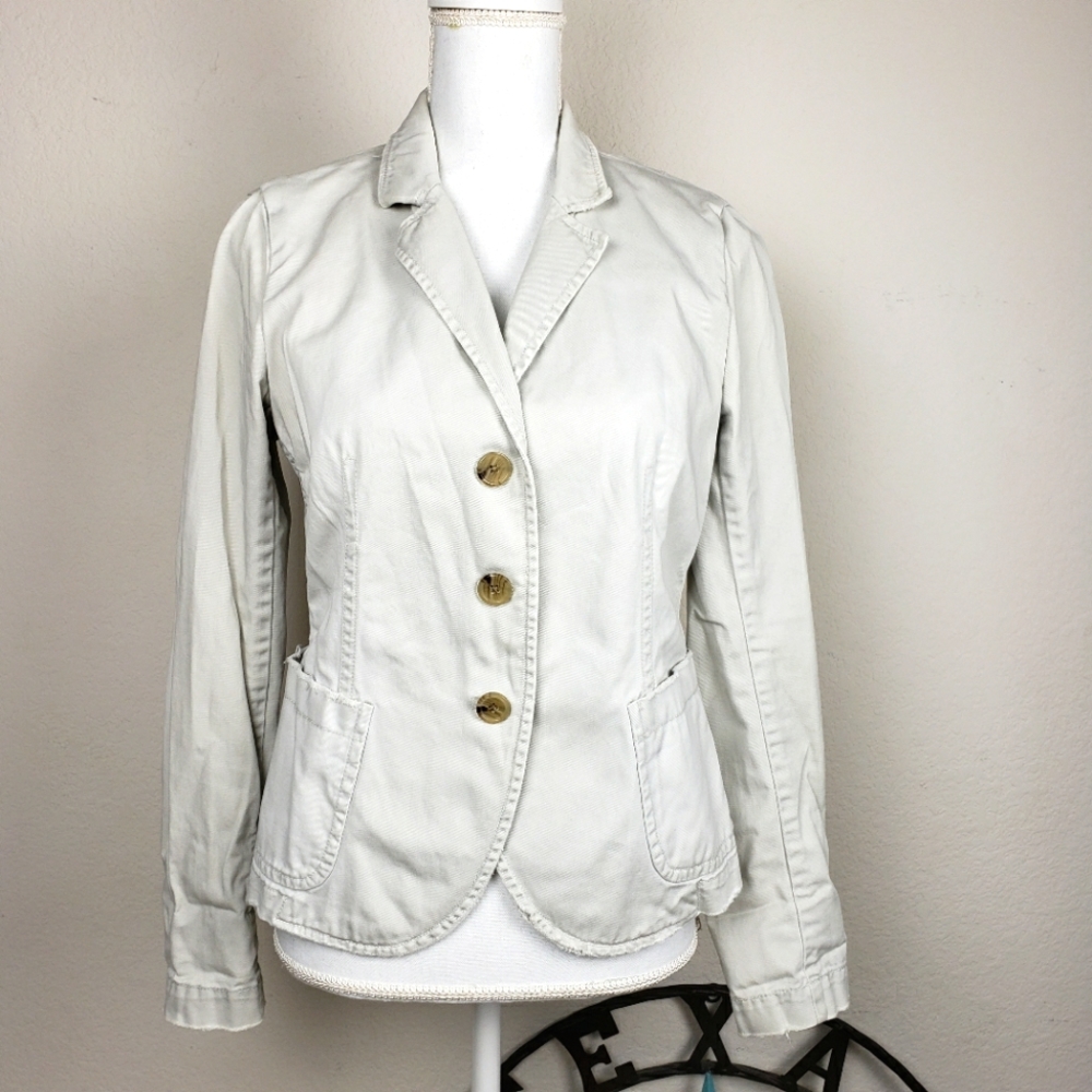 J. Crew Distressed Cream Khaki Blazer